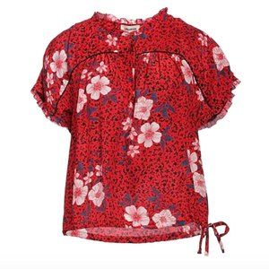 ZADIG & VOLTAIRE Red Floral Terson Pensee Short Sleeve Blouse